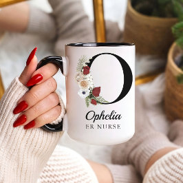Regalo de Taza Personalizada con Inicial Floral El