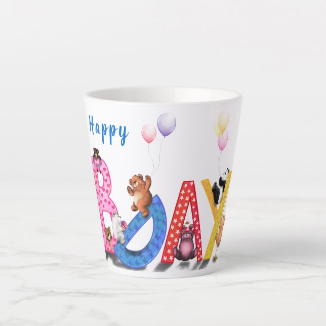 Regalo de tazas de cumpleaños con Fiesta de osos b (Anverso)
