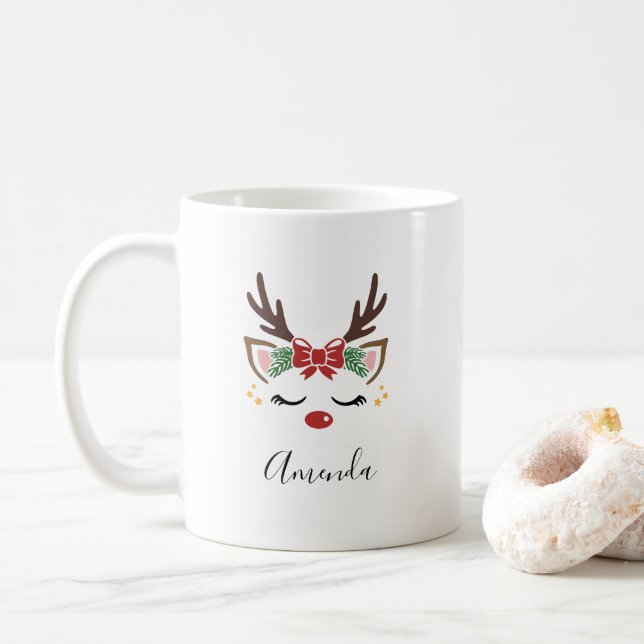 Regalo de tazas de reno para su navidad (Con donut)