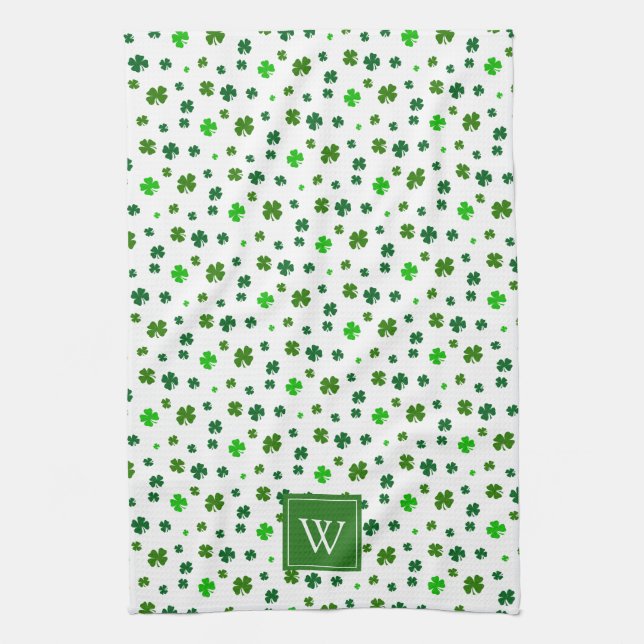 Regalo de toalla de cocina inicial de Shamrock irl (Vertical)