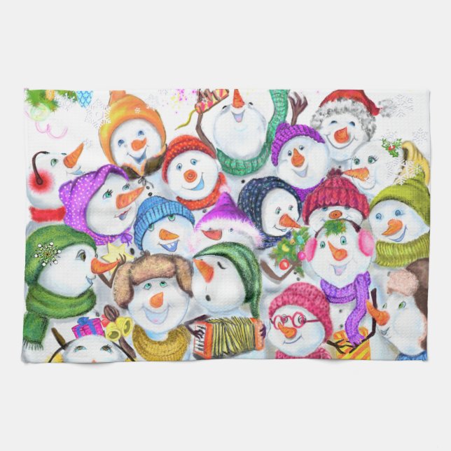Regalo de toalla de cocina para Navidades Snowmans (Horizontal)