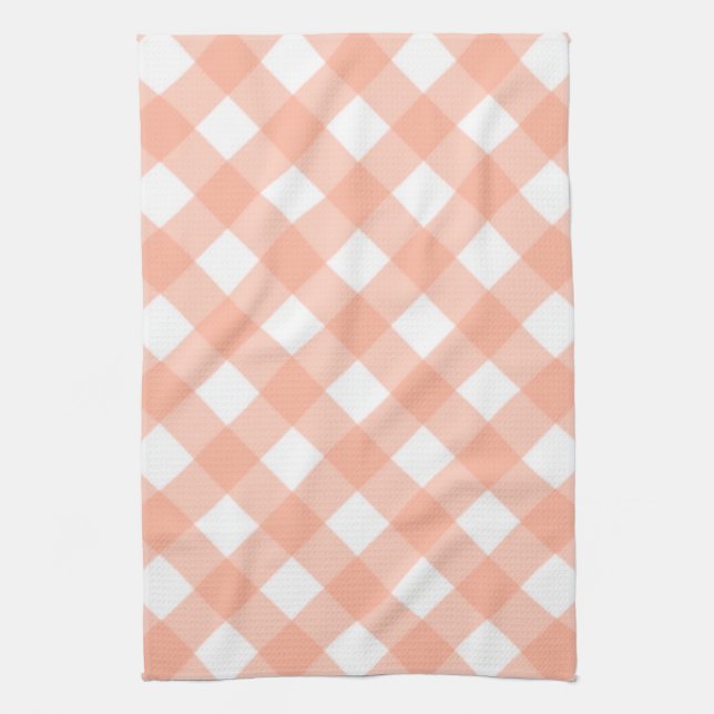 Regalo de toallas de cocina de Gingham rosa Retro (Vertical)