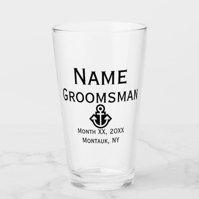 Regalo de vidrio de pinta de Anchor Groomsman (Anverso)