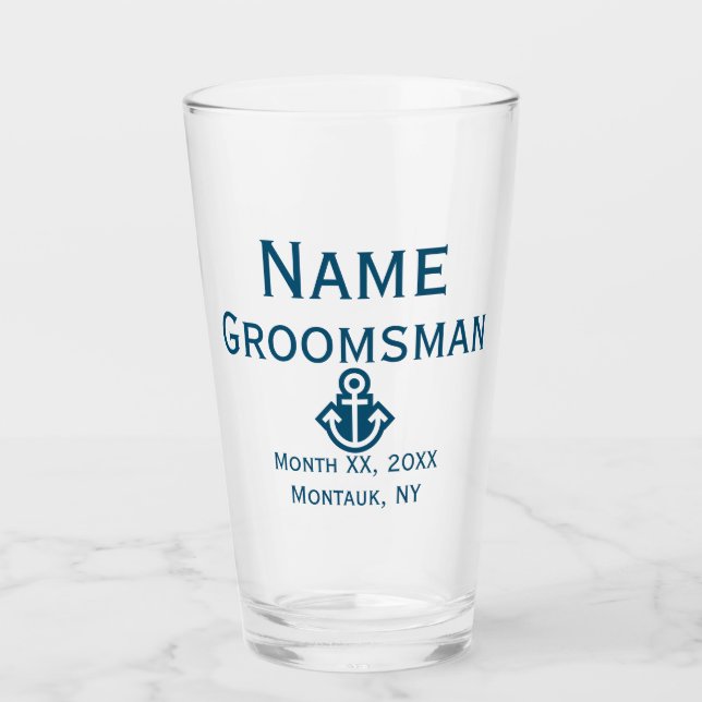 Regalo de vidrio de pinta de Anchor Groomsman (Anverso)