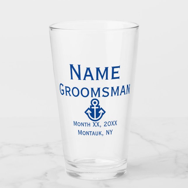 Regalo de vidrio de pinta de Anchor Groomsman (Anverso)
