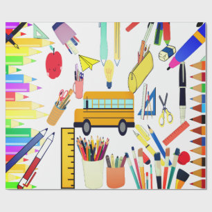 Regalo De Vuelta Al Papel De Envoltura Escolar Para Los M