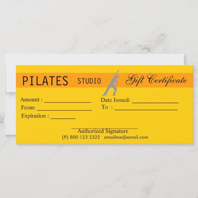 Regalo del certificado de regalo para pilates de y (Anverso)