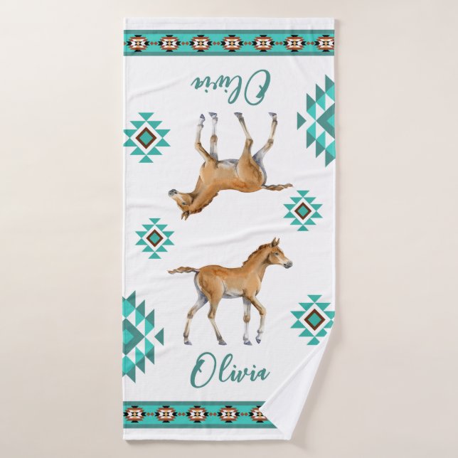 Regalo del personalizado de caballos de la campiña (Toalla de baño)