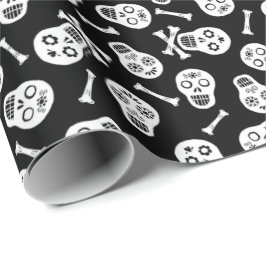 Regalo Dia de los Muertos Cránulos de papel blanco y negr