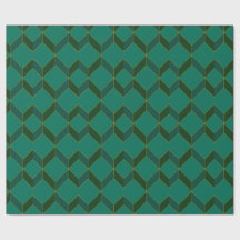 Diamantes verdes y dorados Art Deco Papel de envol