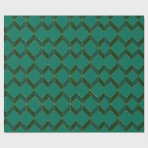 Regalo Diamantes verdes y dorados Art Deco Papel de envol
