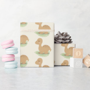 Regalo Dinosaurio Bebé En Papel De Envoltura De Hojas
