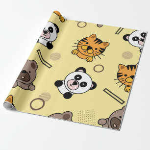 Regalo Diseño de animales curados Papel de patrón sin sol