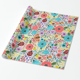 Regalo Ditsy floral dulce y colorido | Papel de ajuste