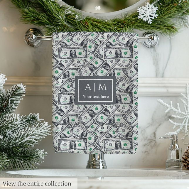 Regalo divertido clásico con estampado de dólar y  (Funny gift chic money lover’s monogram birthday)