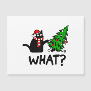 Regalo divertido de gato negro que empuja el árbol