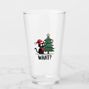Regalo divertido de gato negro que empuja el árbol