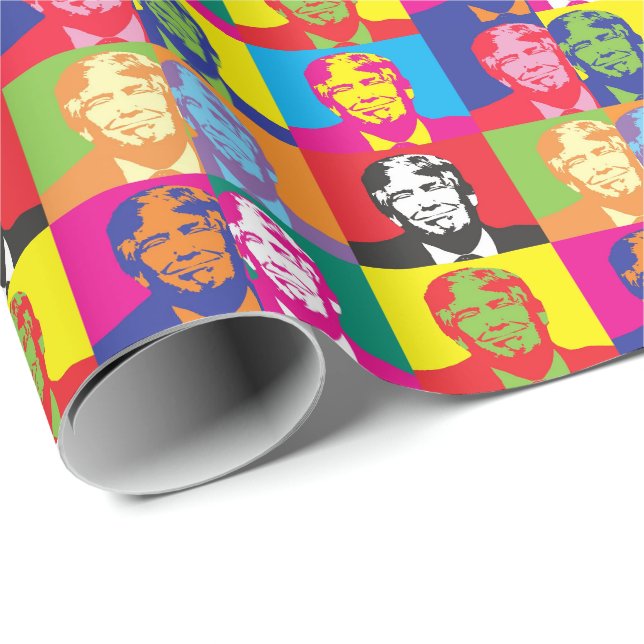 Regalo DONALD TRUMP divertido PAPEL DE RAPERO POP ART (Esquina del rollo)