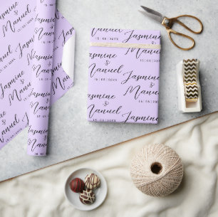 Regalo Dos nombres Gift Violet Wrapet Boda de papel