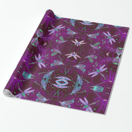 Regalo Dragonflies Papel de envolver morado
