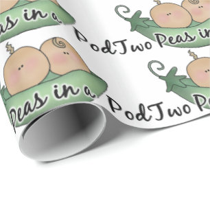 Regalo ducha de bebé Dos guisantes en papel envolvente de