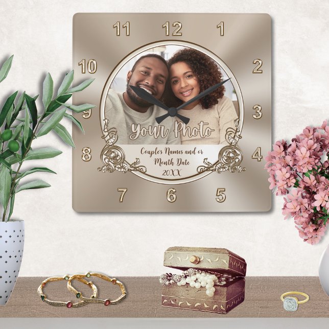 Regalo, ducha o Boda de reloj de pared personaliza (Wedding wall clock gift. Photo wedding clock. Bridal shower gifts for the bride who has everything. )