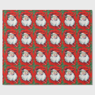 Regalo El papel de embalaje de Papá Noel del vintage pon