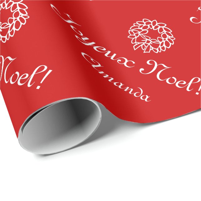 Regalo El papel de embalaje del navidad de Joyeux Noel el (Esquina del rollo)