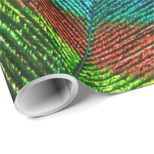 Regalo El pavo real empluma el papel de embalaje de las