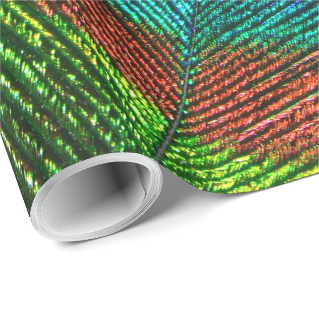 Regalo El pavo real empluma el papel de embalaje de las (Esquina del rollo)