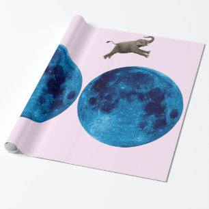 Regalo Elefante Sobre El Papel De Envoltura De La Luna