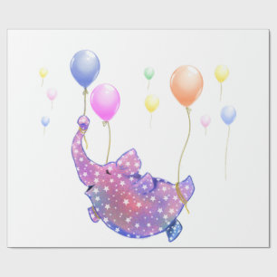 Regalo Elefante volando con globos Papel de envolver dive