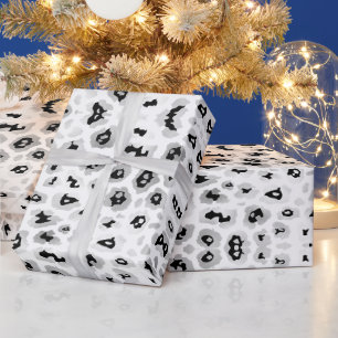 Regalo Elegante estampado de leopardo papel de plata negr