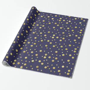 Regalo Elegante Moda dorada azul de la Marina Papel envue