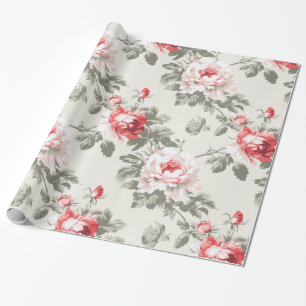 Regalo Elegante papel de envoltura floral rosa vintage