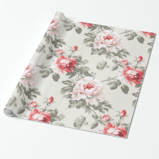 Regalo Elegante papel de envoltura floral rosa vintage