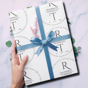 Regalo Elegante papel de envolver Boda de monograma gris 
