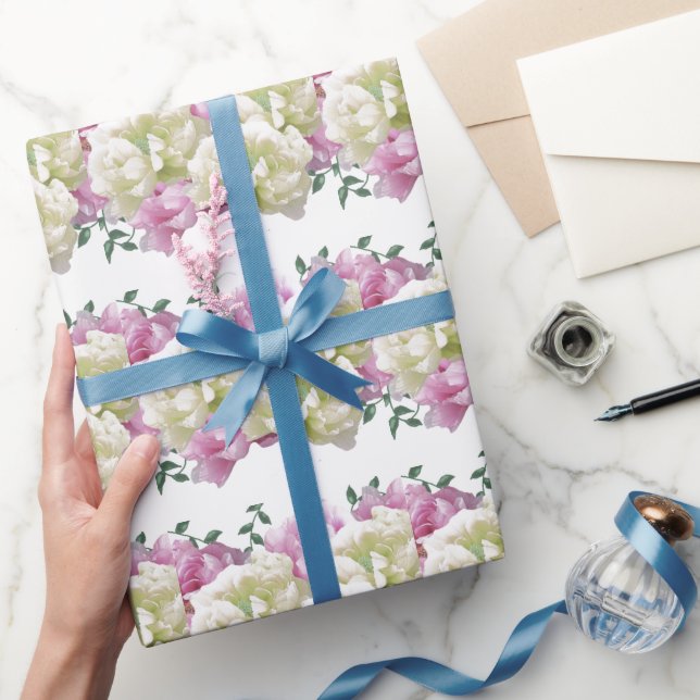 Regalo Elegante papel de envolver de peones rosados y cre (Regalar)