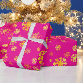 Regalo Elegante papel de envolver dorado con copos de nie