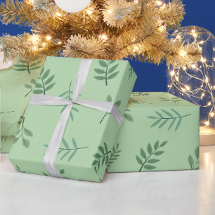 Regalo Elegante papel de envolver hoja verde sobre verde