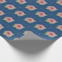 Elegante papel de envolver rosa y azul floral
