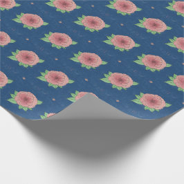 Regalo Elegante papel de envolver rosa y azul floral