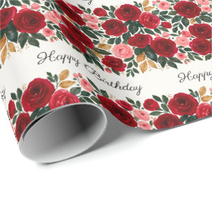 Regalo Elegante papel de envolvimiento de cumpleaños Rosa