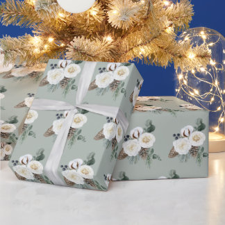 Regalo Elegante papel de envolvimiento floral de invierno