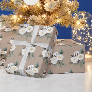 Regalo Elegante papel de envolvimiento floral de invierno