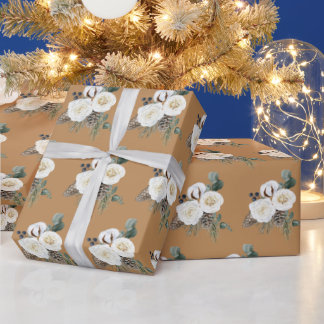 Regalo Elegante papel de envolvimiento floral de invierno