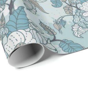 Regalo Elegante papel de envolvimiento floral Verde azula
