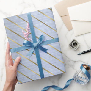 Regalo Elegante papel de envolvimiento rayado de oro plat