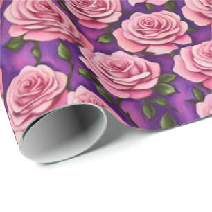 Regalo Elegante rosa rosa morado fondo papel de envolvimi