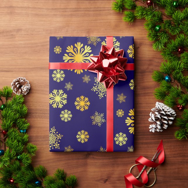 Regalo Elegantes copos de nieve dorados Papel de relleno (Regalo de vacaciones)